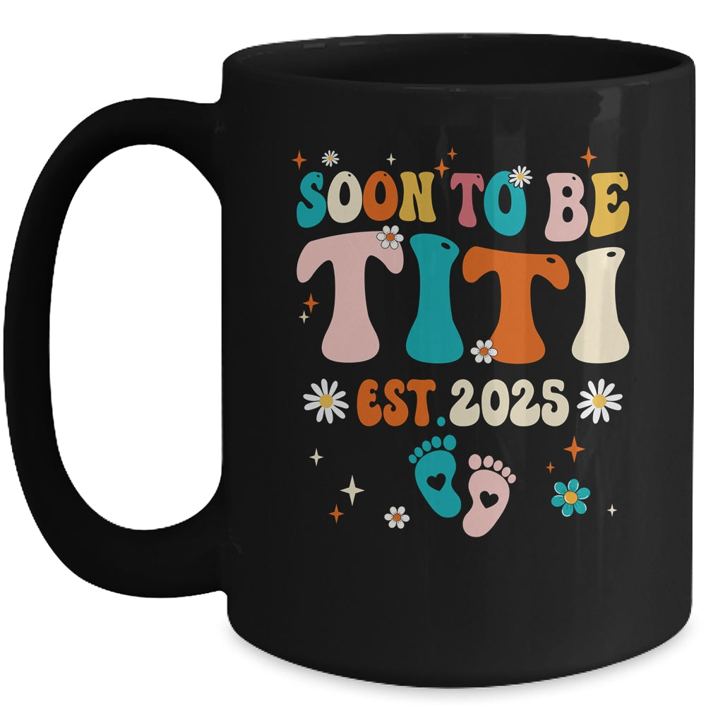 Soon To Be Titi Est 2025 Pregnancy Announcement Groovy Mug | teecentury