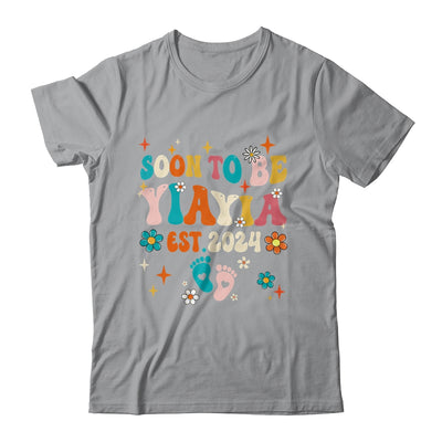 Soon To Be Yiayia Est 2024 Pregnancy Announcement Groovy Shirt & Tank Top | teecentury