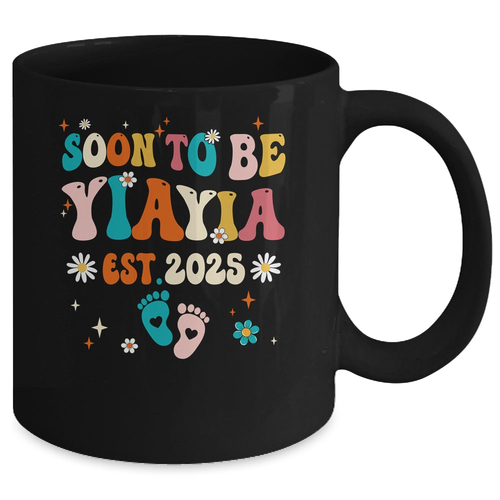 Soon To Be Yiayia Est 2025 Pregnancy Announcement Groovy Mug | teecentury