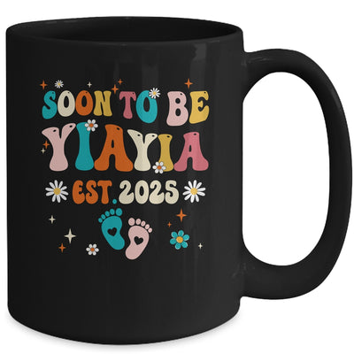 Soon To Be Yiayia Est 2025 Pregnancy Announcement Groovy Mug | teecentury
