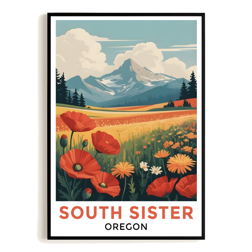 South Sister Oregon Vintage Travel Poster Nature Mountain Souvenir Wall Art Landscape Prints Paintings Picture For Home Room Living Room Office Bedroom Decor Unframed | teecentury