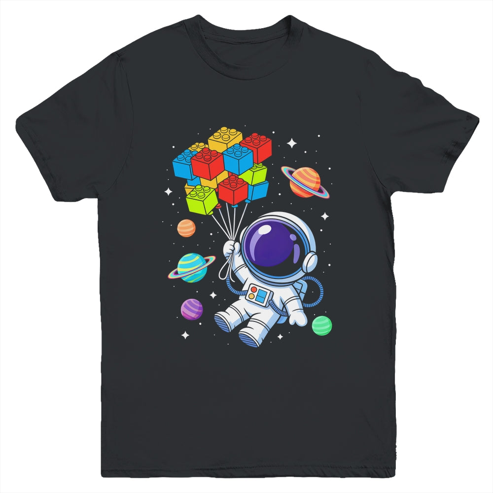 Space Astronaut Master Builder Funny Building Blocks Bricks Youth Shirt | teecentury