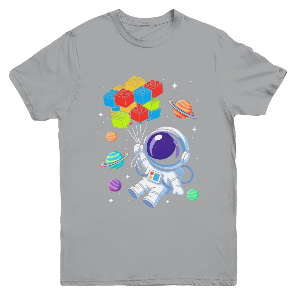 Space Astronaut Master Builder Funny Building Blocks Bricks Youth Shirt | teecentury