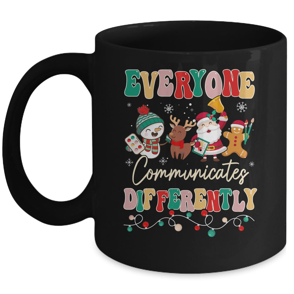 Speech Therapy Christmas Everyone Communicates Differently Mug | teecentury