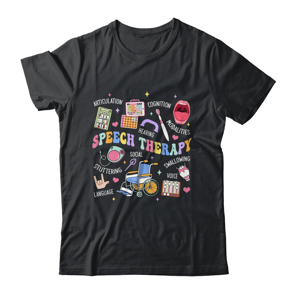 Speech Therapy Retro Groovy Language Pathologist Therapist Shirt & Tank Top | teecentury