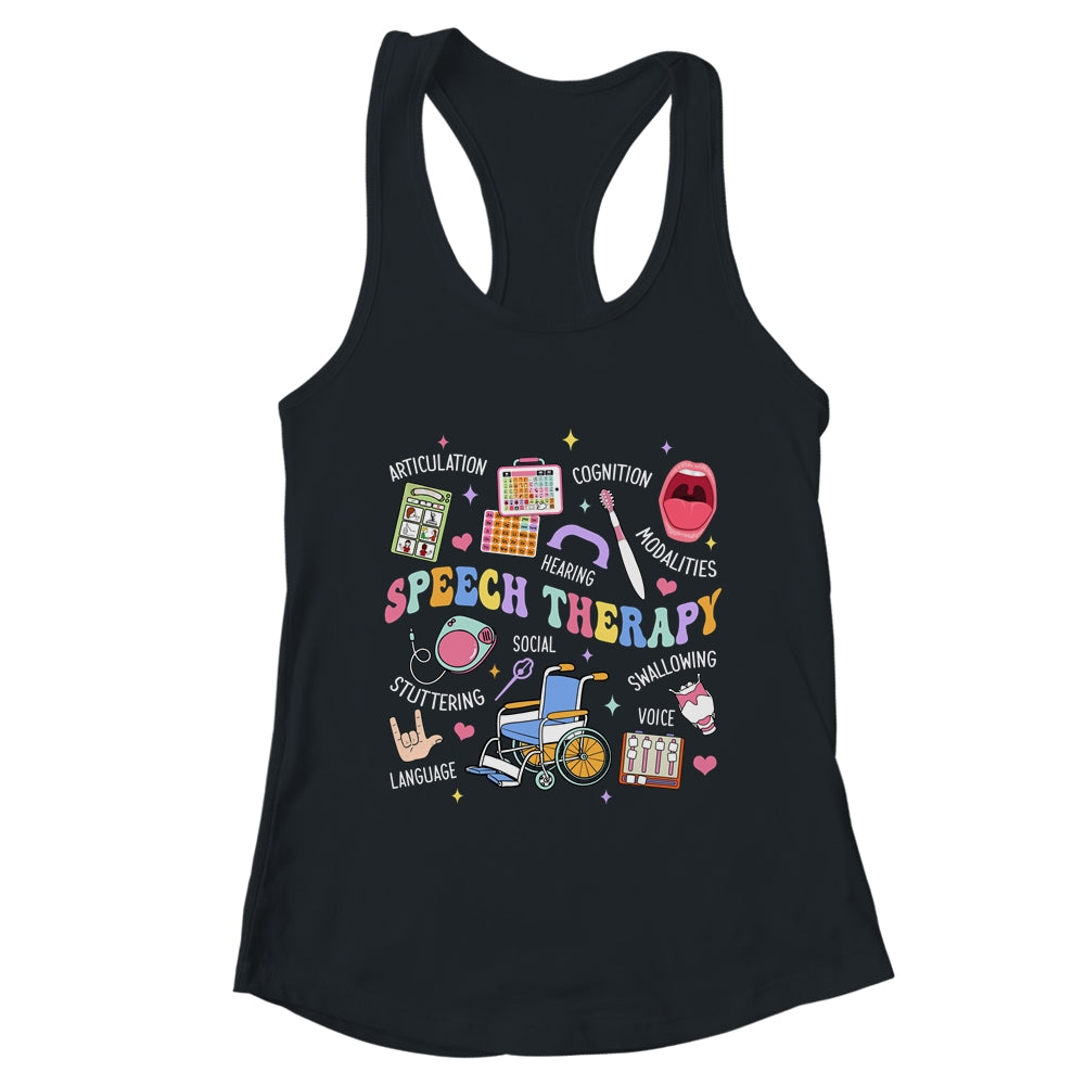 Speech Therapy Retro Groovy Language Pathologist Therapist Shirt & Tank Top | teecentury