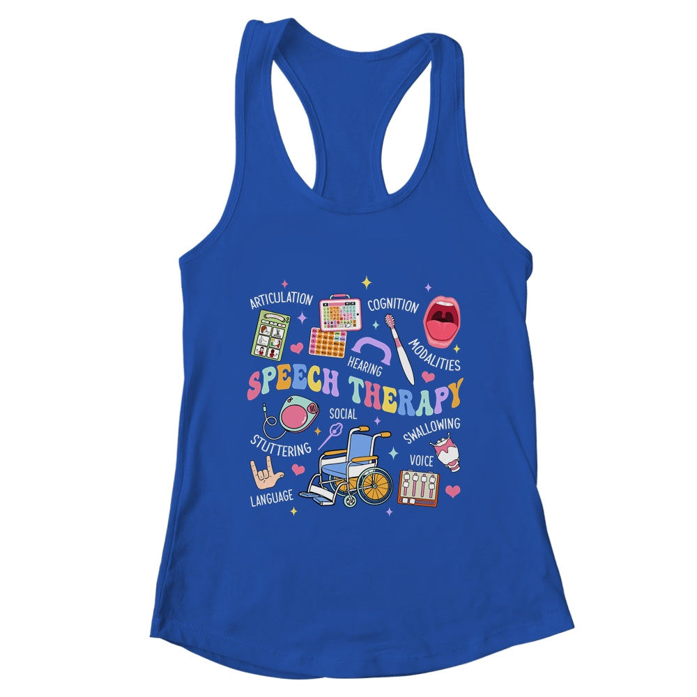 Speech Therapy Retro Groovy Language Pathologist Therapist Shirt & Tank Top | teecentury