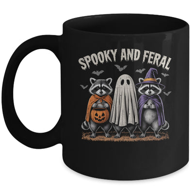 Spooky And Feral Halloween Cute Ghost Raccoon Trick Or Treat Mug | teecentury