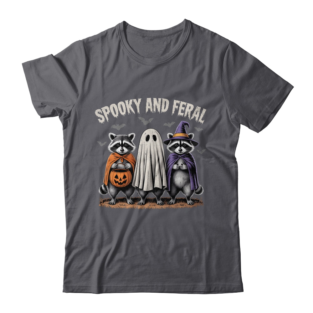 Spooky And Feral Halloween Cute Ghost Raccoon Trick Or Treat Shirt & Hoodie | teecentury
