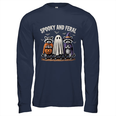 Spooky And Feral Halloween Cute Ghost Raccoon Trick Or Treat Shirt & Hoodie | teecentury