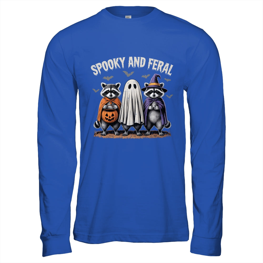 Spooky And Feral Halloween Cute Ghost Raccoon Trick Or Treat Shirt & Hoodie | teecentury