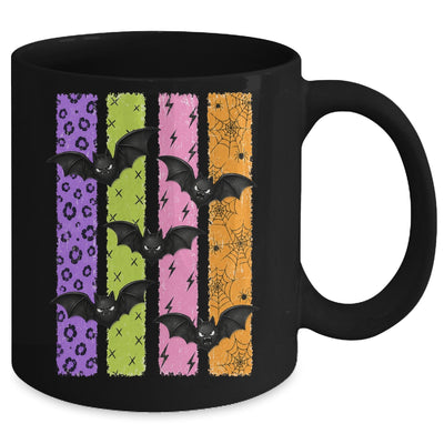 Spooky Bats Halloween Colorful Stripes Fall Graphic Women Mug | teecentury