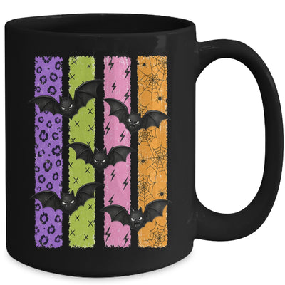 Spooky Bats Halloween Colorful Stripes Fall Graphic Women Mug | teecentury