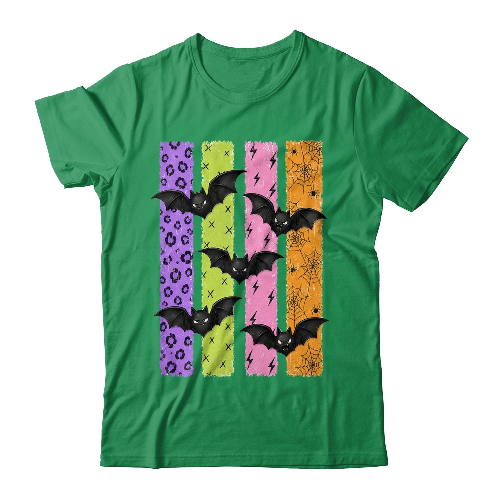 Spooky Bats Halloween Colorful Stripes Fall Graphic Women Shirt & Sweatshirt | teecentury