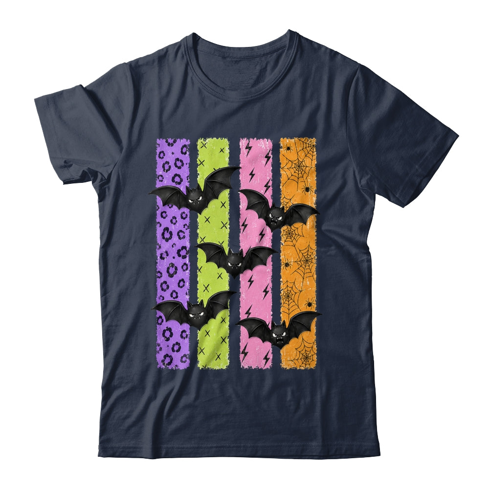 Spooky Bats Halloween Colorful Stripes Fall Graphic Women Shirt & Sweatshirt | teecentury