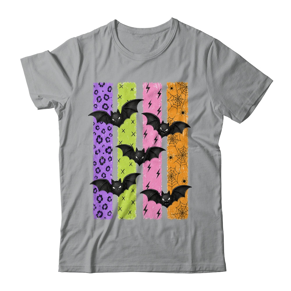 Spooky Bats Halloween Colorful Stripes Fall Graphic Women Shirt & Sweatshirt | teecentury