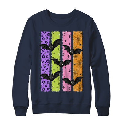 Spooky Bats Halloween Colorful Stripes Fall Graphic Women Shirt & Sweatshirt | teecentury