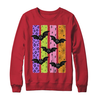 Spooky Bats Halloween Colorful Stripes Fall Graphic Women Shirt & Sweatshirt | teecentury