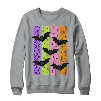 Spooky Bats Halloween Colorful Stripes Fall Graphic Women Shirt & Sweatshirt | teecentury