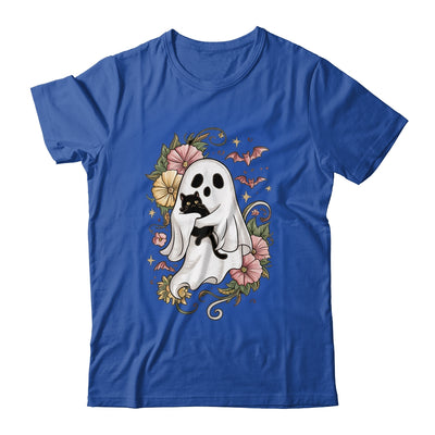 Spooky Ghost Holding Black Cat Groovy Floral Halloween Shirt & Hoodie | teecentury
