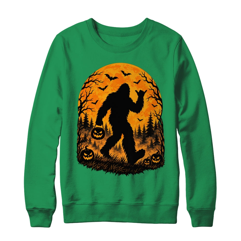 Spooky Halloween Bigfoot Pumpkin Funny Sasquatch Halloween Shirt & Sweatshirt | teecentury