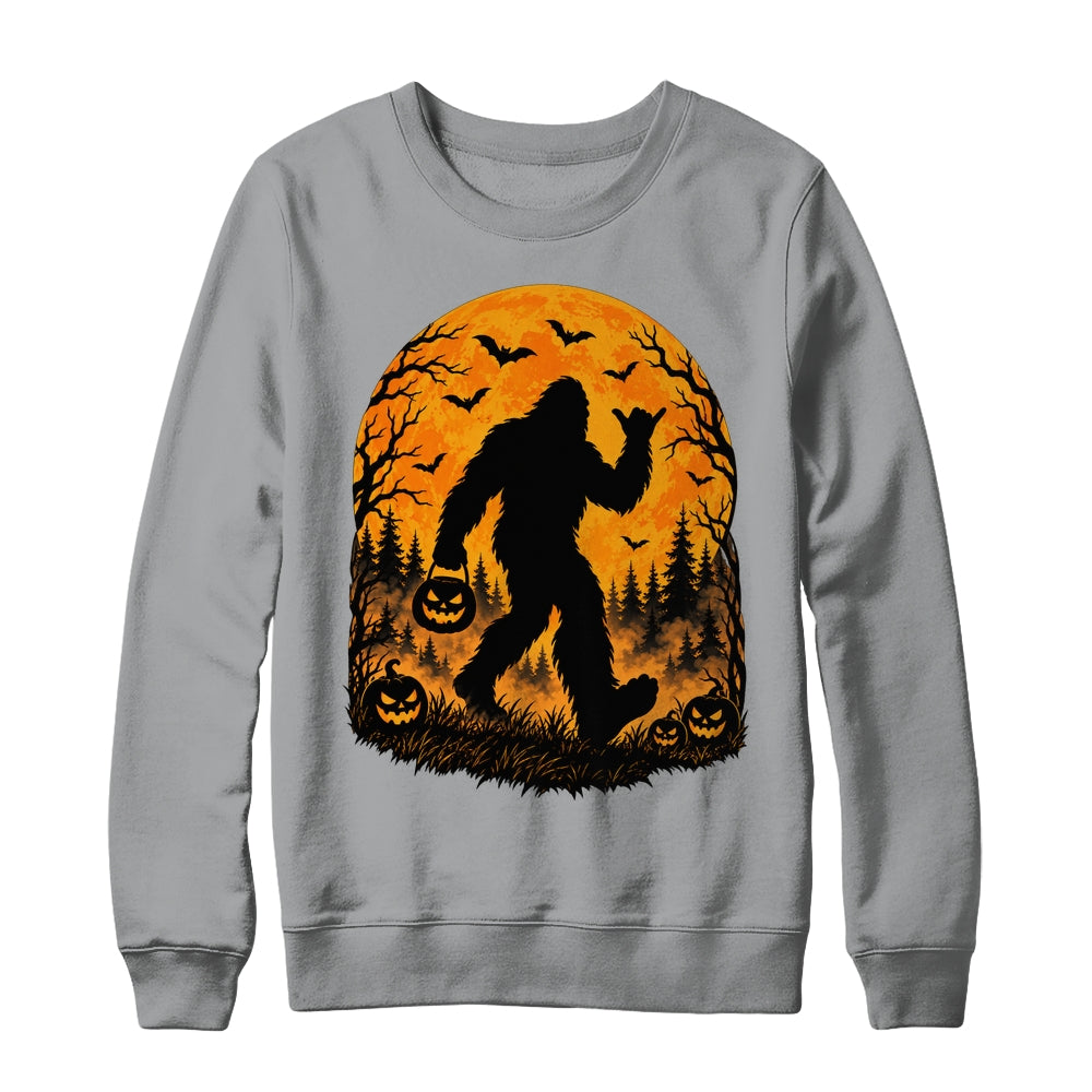 Spooky Halloween Bigfoot Pumpkin Funny Sasquatch Halloween Shirt & Sweatshirt | teecentury