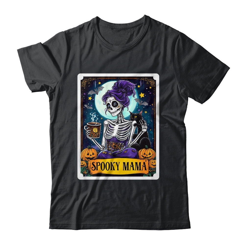 Spooky Mama Tarot Card Halloween Mom Skull Mama Black Cat Shirt & Sweatshirt | teecentury