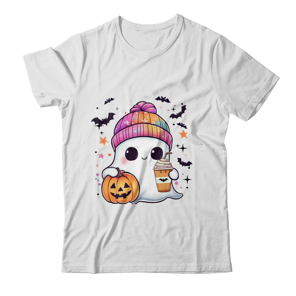 Spooky Season Cute Ghost Drinking Ice Coffee Halloween Womens Shirt & Sweatshirt | teecentury
