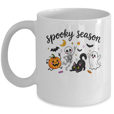 Spooky Season Halloween Cute Ghost Skeleton Cat Pumpkin Mug | teecentury