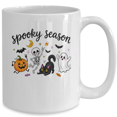 Spooky Season Halloween Cute Ghost Skeleton Cat Pumpkin Mug | teecentury
