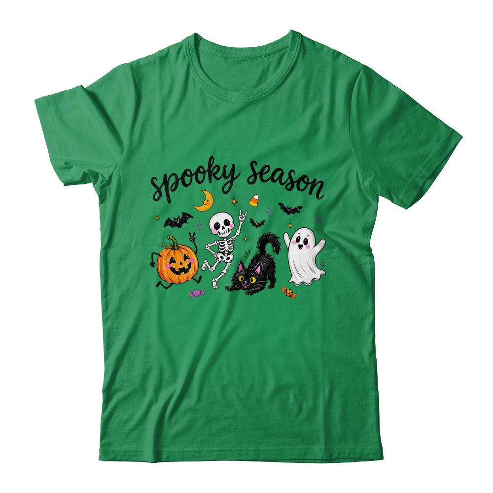 Spooky Season Halloween Cute Ghost Skeleton Cat Pumpkin Shirt & Sweatshirt | teecentury
