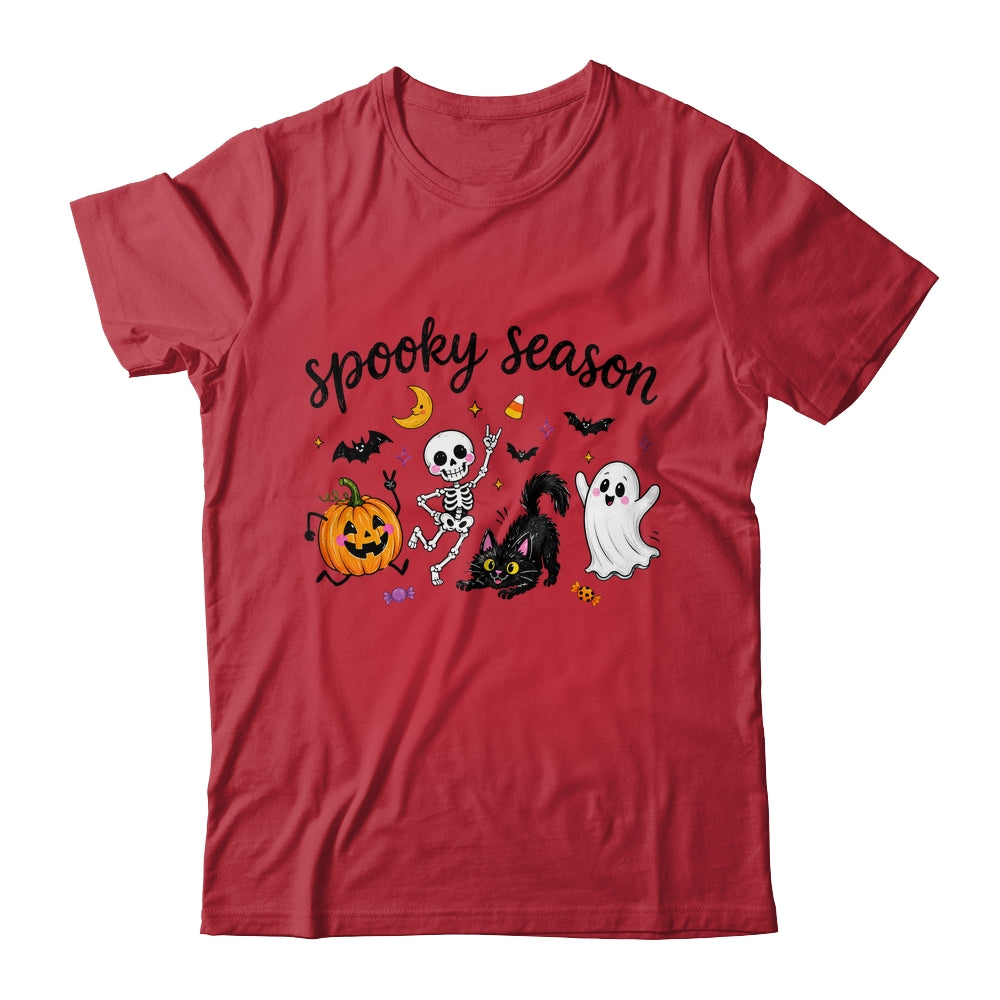 Spooky Season Halloween Cute Ghost Skeleton Cat Pumpkin Shirt & Sweatshirt | teecentury