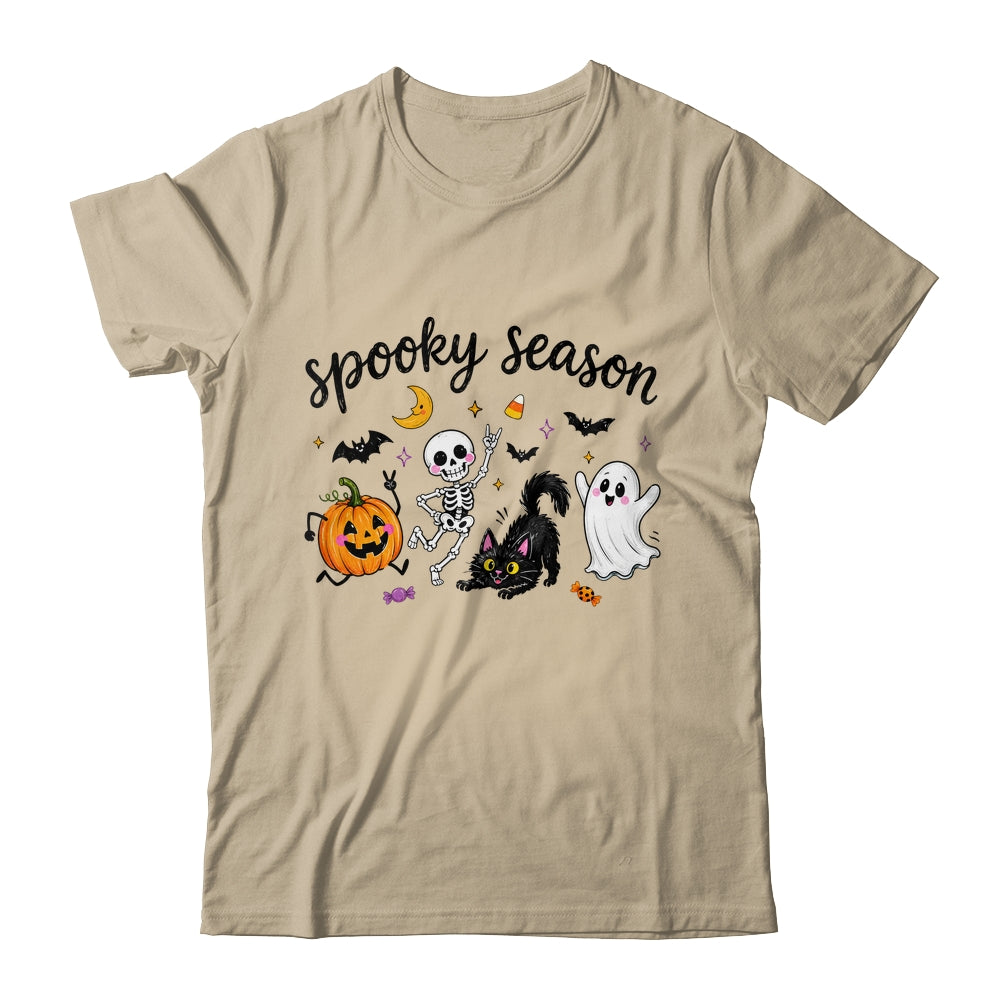 Spooky Season Halloween Cute Ghost Skeleton Cat Pumpkin Shirt & Sweatshirt | teecentury