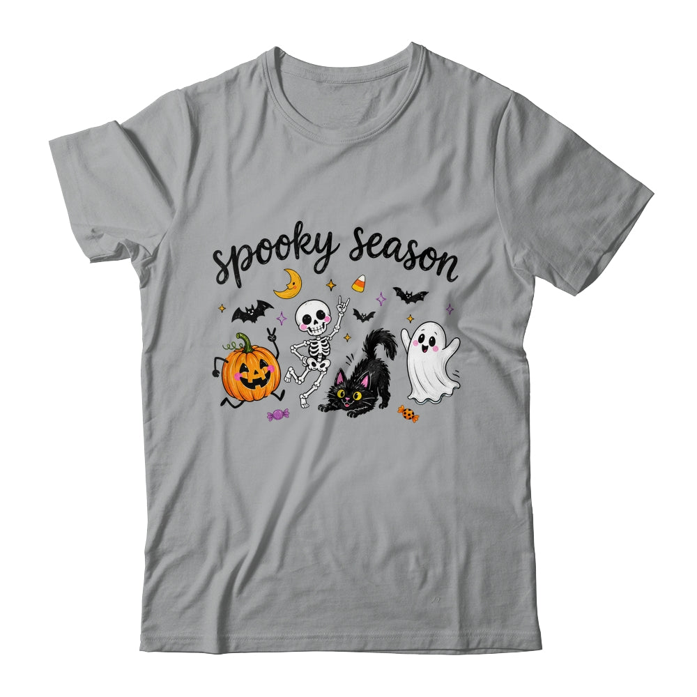 Spooky Season Halloween Cute Ghost Skeleton Cat Pumpkin Shirt & Sweatshirt | teecentury