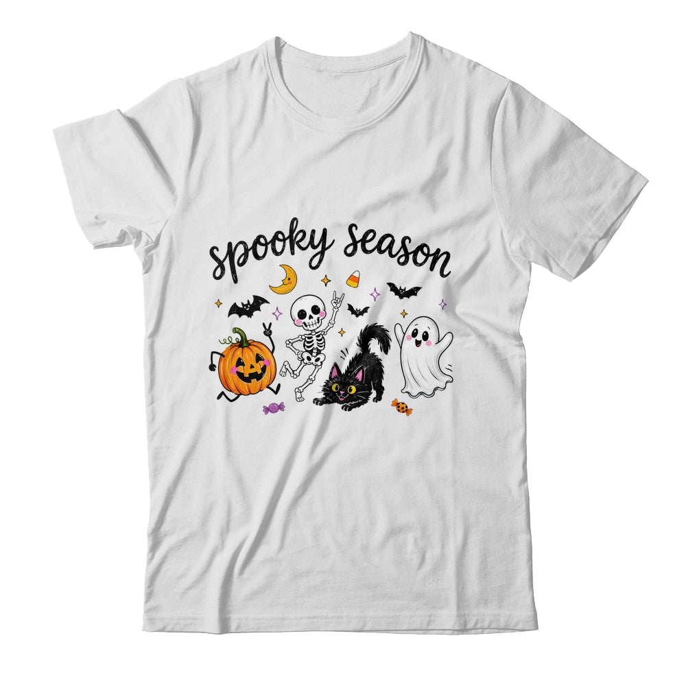 Spooky Season Halloween Cute Ghost Skeleton Cat Pumpkin Shirt & Sweatshirt | teecentury