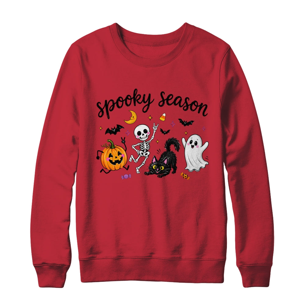 Spooky Season Halloween Cute Ghost Skeleton Cat Pumpkin Shirt & Sweatshirt | teecentury
