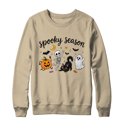 Spooky Season Halloween Cute Ghost Skeleton Cat Pumpkin Shirt & Sweatshirt | teecentury