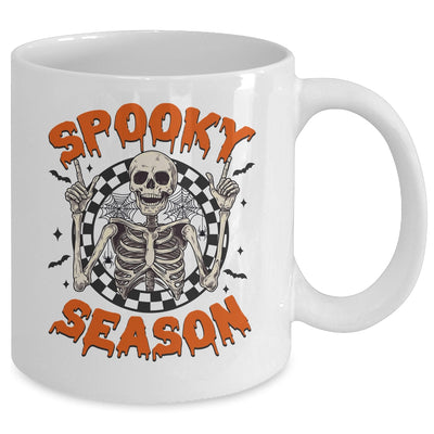 Spooky Season Retro Halloween Skeleton Halloween Bats Design Mug | teecentury