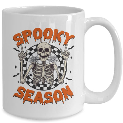 Spooky Season Retro Halloween Skeleton Halloween Bats Design Mug | teecentury