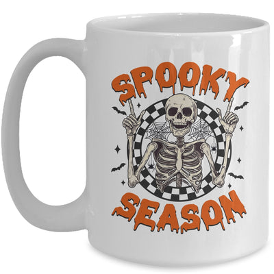 Spooky Season Retro Halloween Skeleton Halloween Bats Design Mug | teecentury