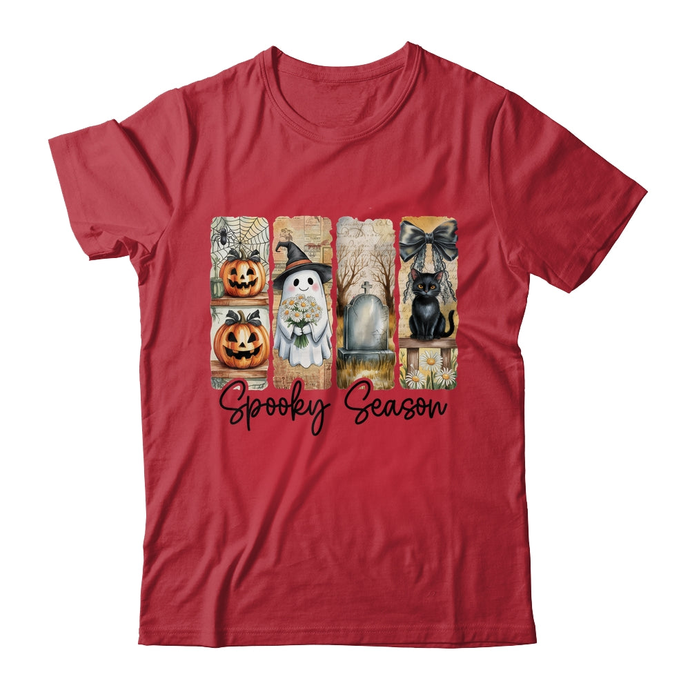 Spooky Season Vintage Halloween Ghost Cat Coquette Pumpkin Shirt & Sweatshirt | teecentury