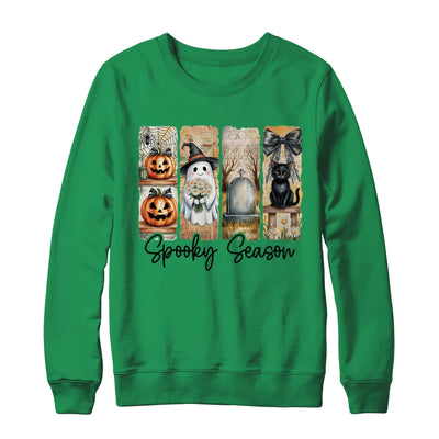 Spooky Season Vintage Halloween Ghost Cat Coquette Pumpkin Shirt & Sweatshirt | teecentury
