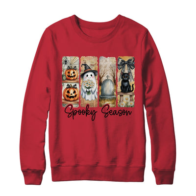 Spooky Season Vintage Halloween Ghost Cat Coquette Pumpkin Shirt & Sweatshirt | teecentury