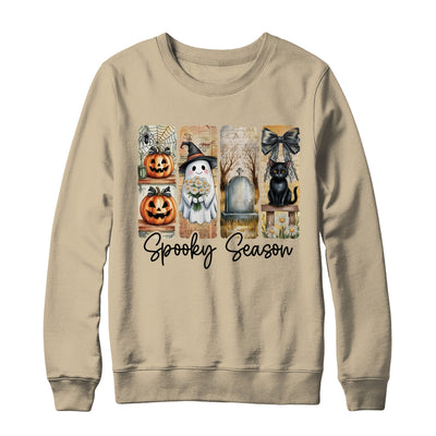 Spooky Season Vintage Halloween Ghost Cat Coquette Pumpkin Shirt & Sweatshirt | teecentury