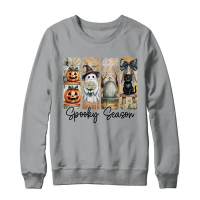 Spooky Season Vintage Halloween Ghost Cat Coquette Pumpkin Shirt & Sweatshirt | teecentury