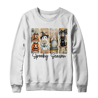 Spooky Season Vintage Halloween Ghost Cat Coquette Pumpkin Shirt & Sweatshirt | teecentury