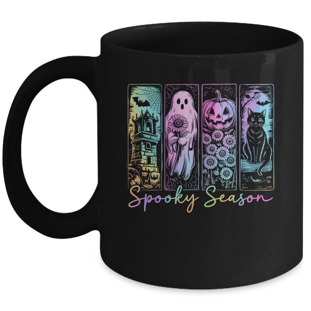 Spooky Season Vintage Halloween Ghost Cat Horror Movie Women Mug | teecentury