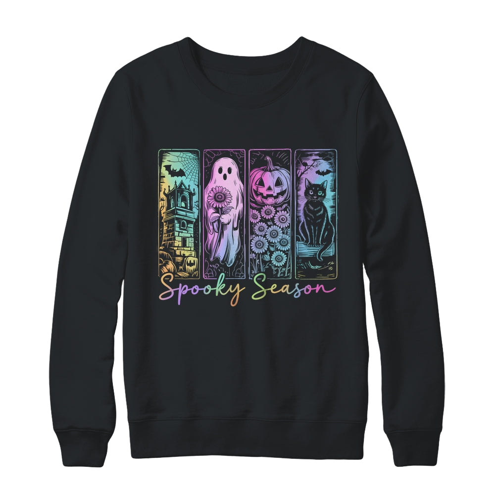 Spooky Season Vintage Halloween Ghost Cat Horror Movie Women Shirt & Sweatshirt | teecentury