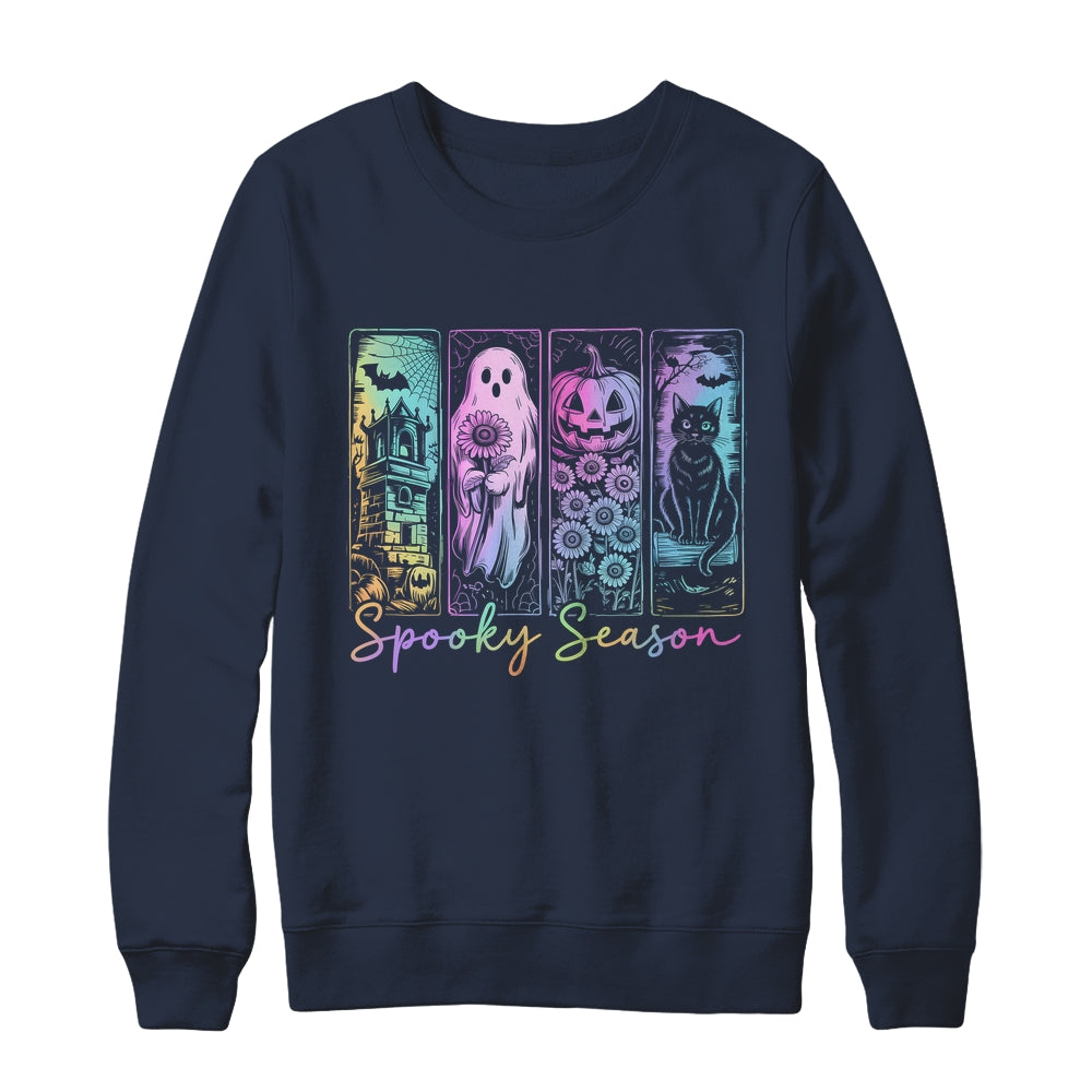 Spooky Season Vintage Halloween Ghost Cat Horror Movie Women Shirt & Sweatshirt | teecentury