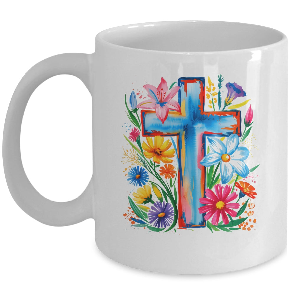 Spring Floral Cross Faith Jesus Christian Easter Faith Women Mug | teecentury